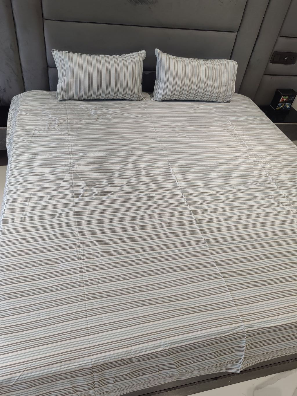 SS BEDSHEET WITH TWO REVERSIBLE PILLOW COVERS