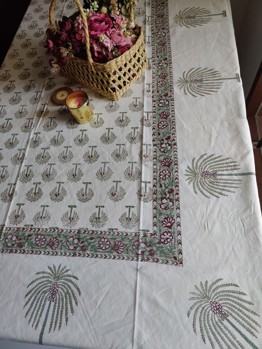 EIGHT SEATER HANDBLOCK PRINTED SEATER TABLECLOTH