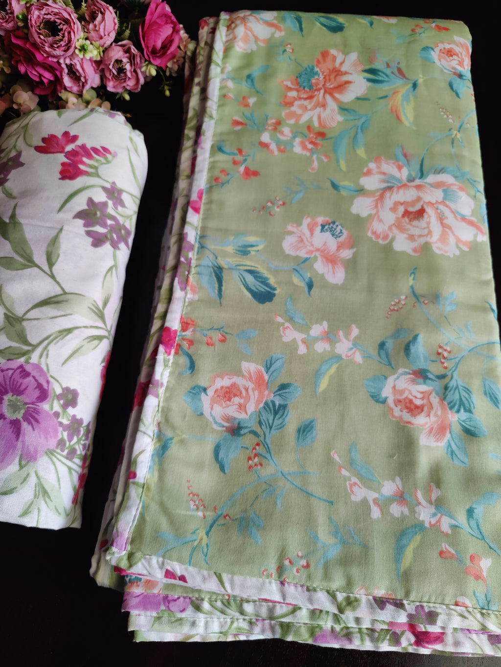 FLORAL SHALIMAR REVERSIBLE MULMUL DOHAR