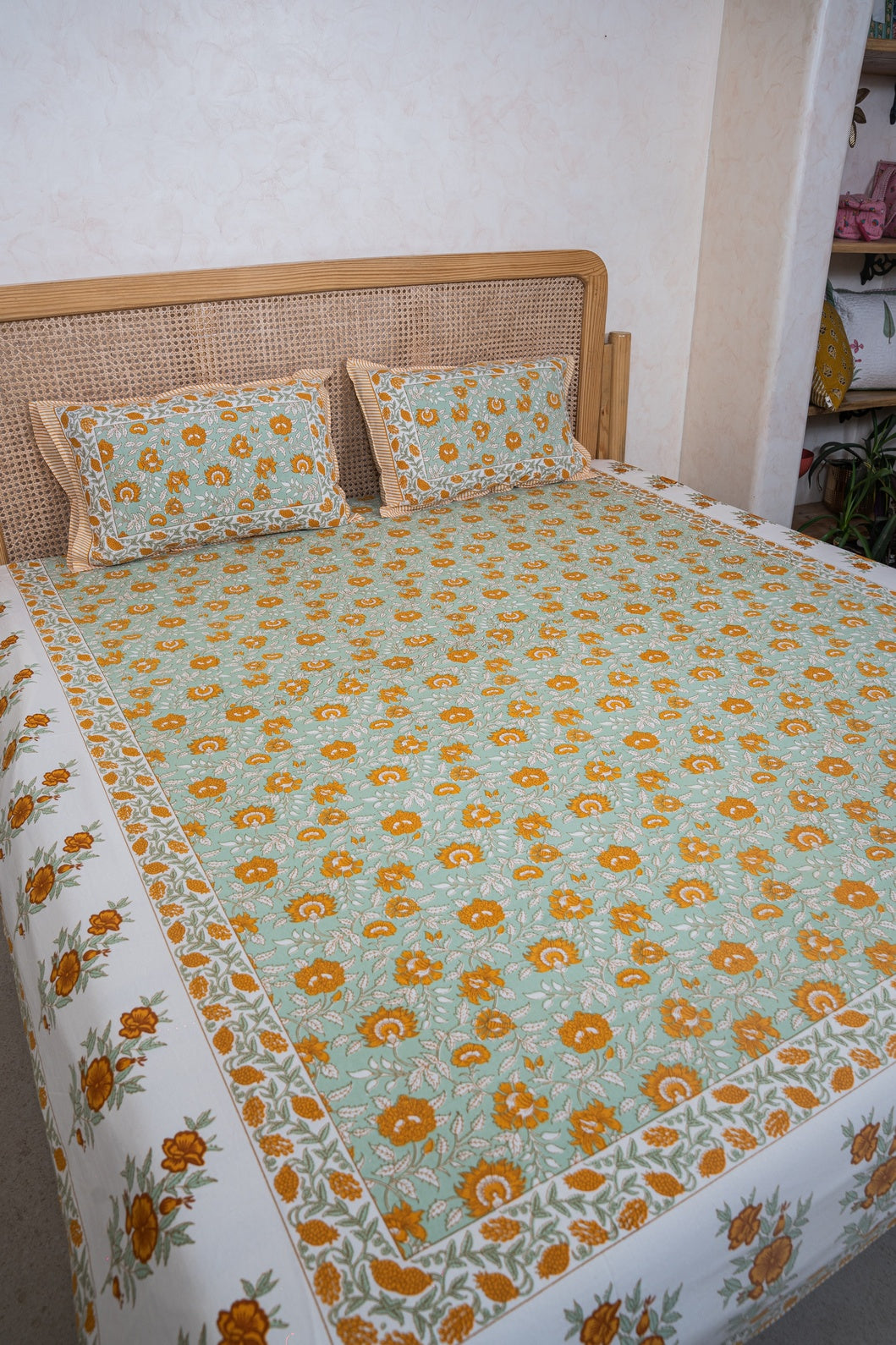 PURE COTTON BEDSHEET WITH TWO PILLOW CASES