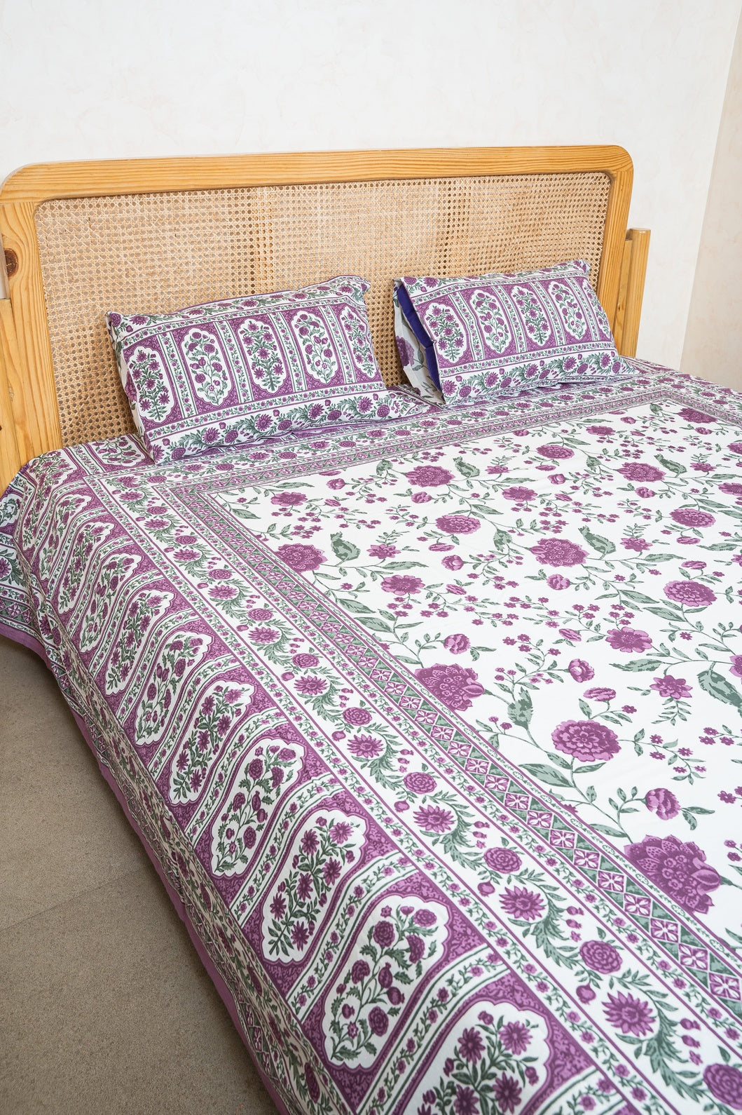 SHALIMAR BEDSHEET WITH TWO REVERSIBLE PILLOW COVERS