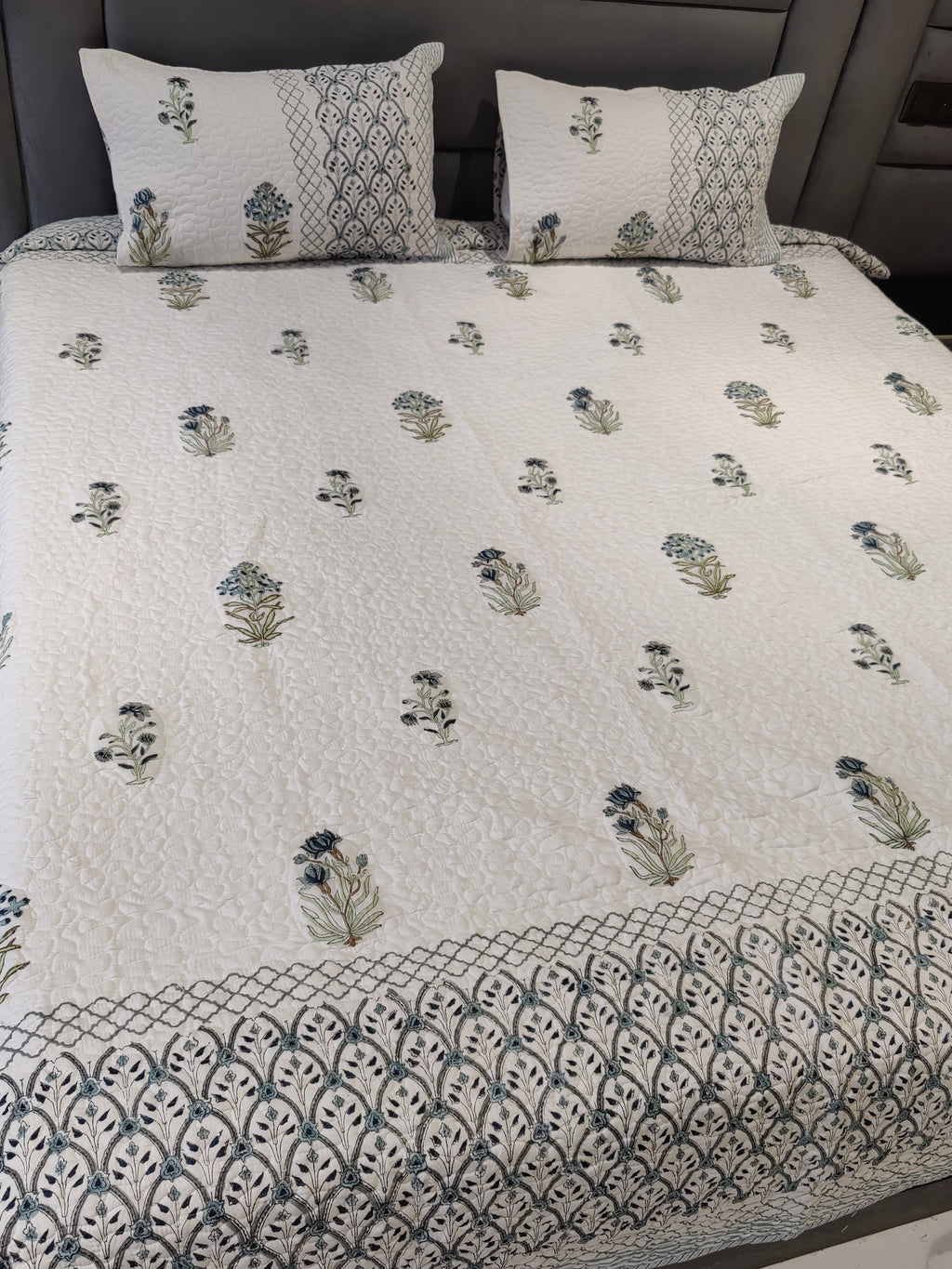 RIVA HANDBLOCK PRINTED QUILTED BEDCOVER