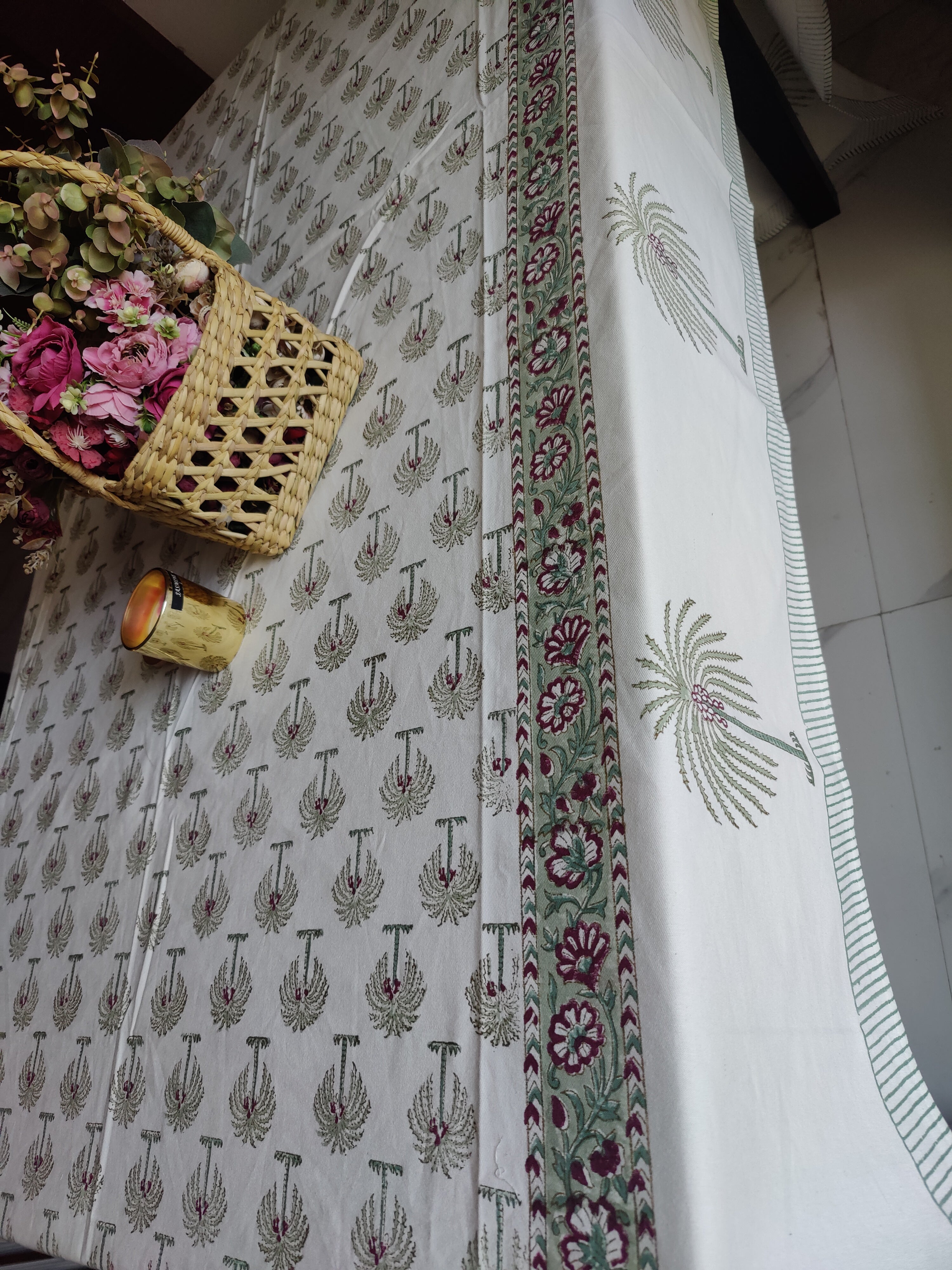 EIGHT SEATER HANDBLOCK PRINTED SEATER TABLECLOTH