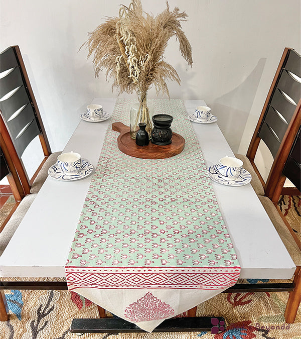 SIX SEATER HANDBLOCK PRINTED TABLE RUNNER
