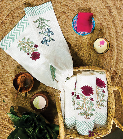 MULTI BOOTA HANDBLOCK PRINTED BODY / HAND TOWEL / NAPKIN