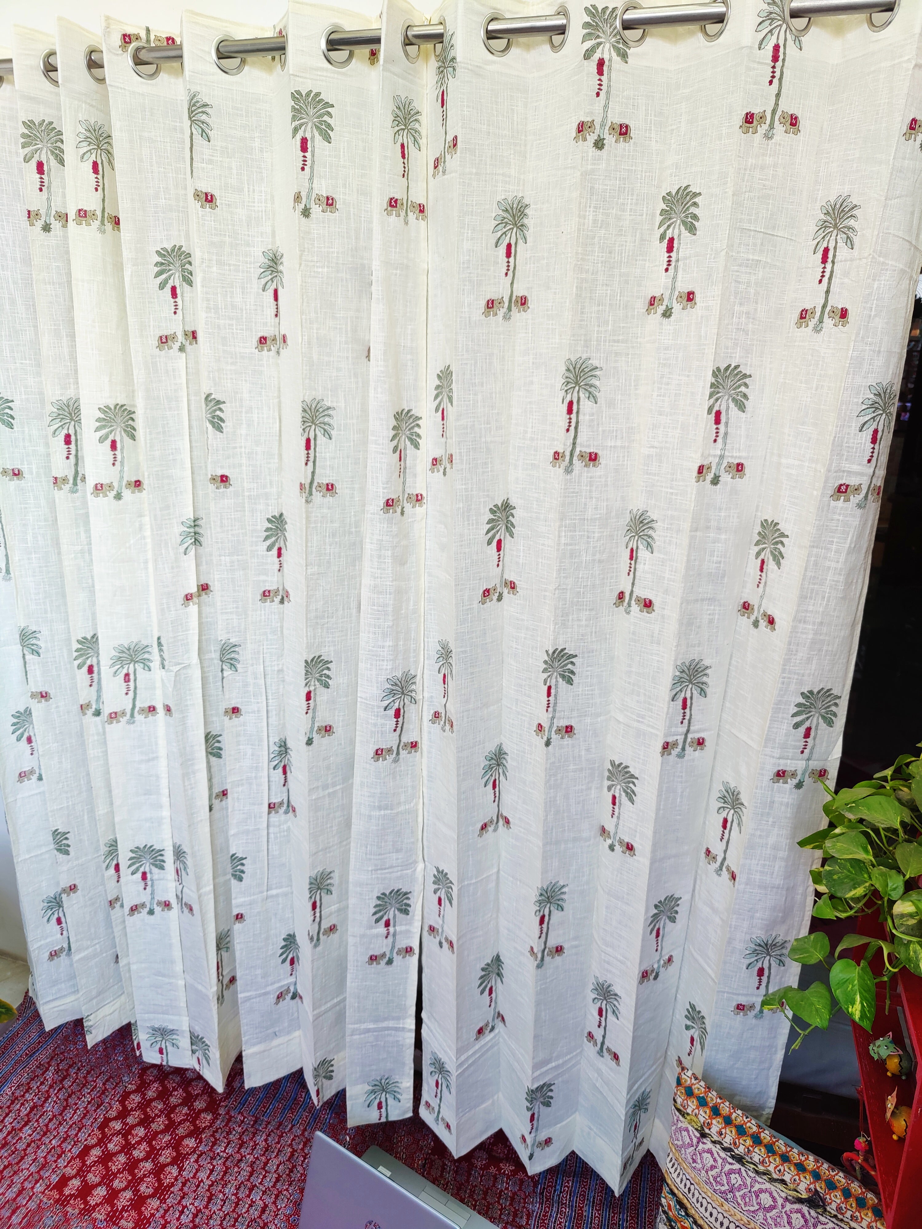 MINI ELEPHANT HANDBLOCK PRINTED CURTAIN