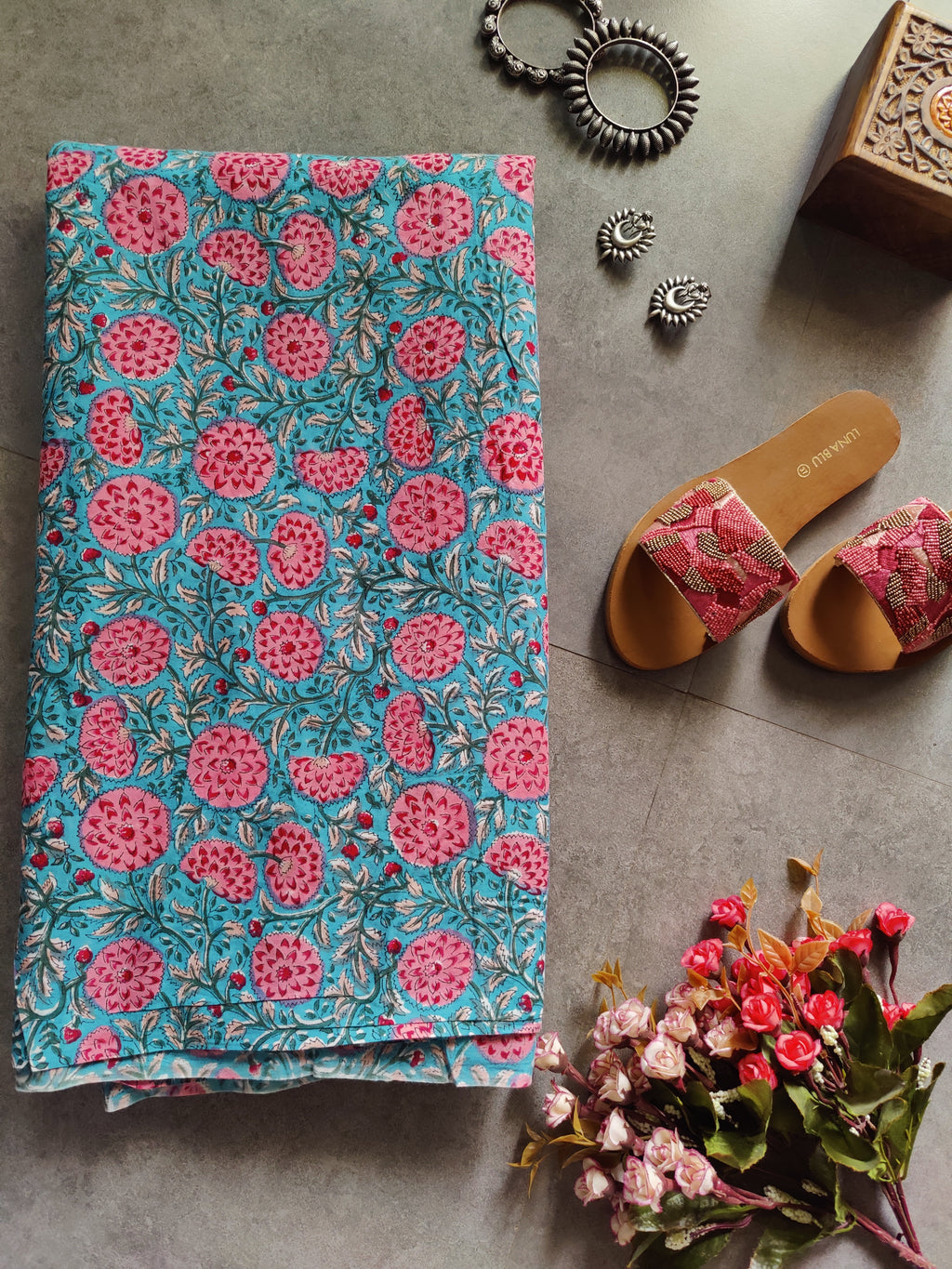 HAND BLOCK PRINTED RUNNING FABRIC