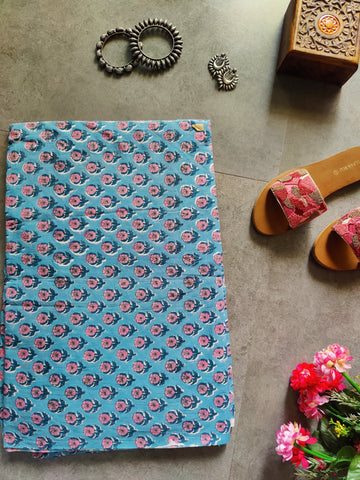 HAND BLOCK PRINTED RUNNING FABRIC
