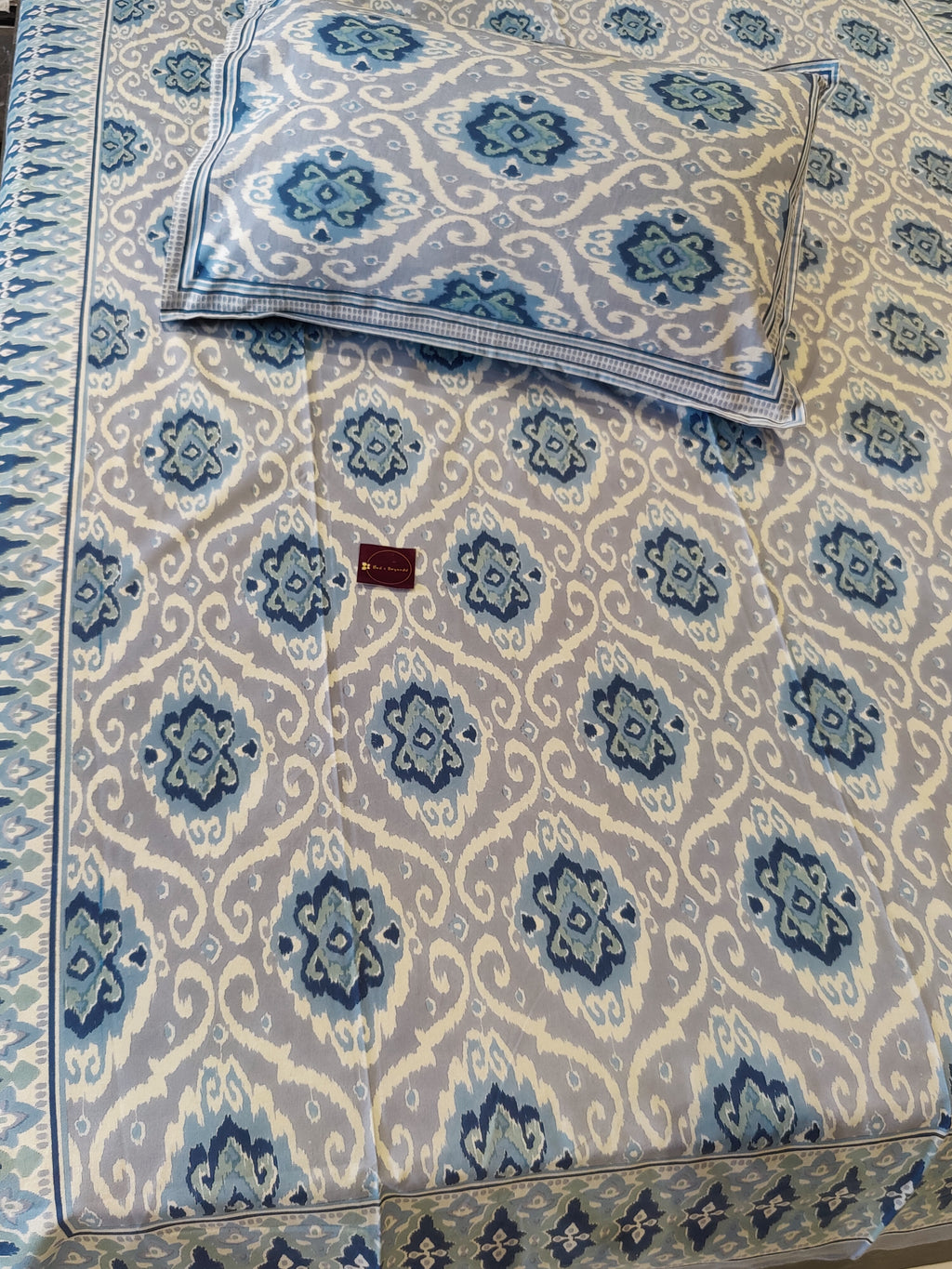 IKKAT SINGLE BEDSHEET WITH ONE PILLOW COVER