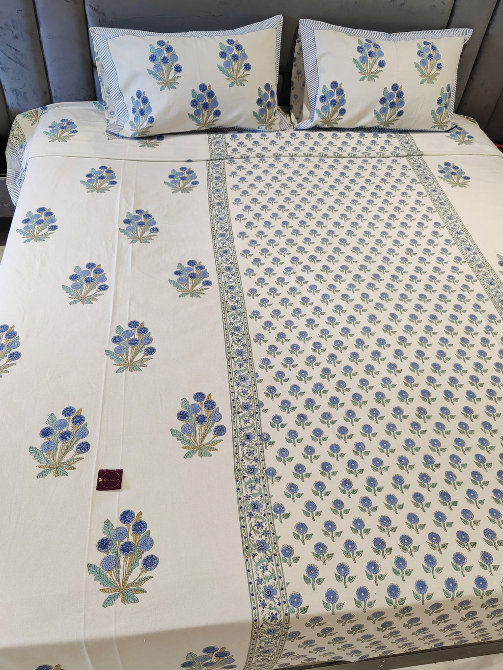 HAND BLOCK PRINTED CANVAS BEDCOVER