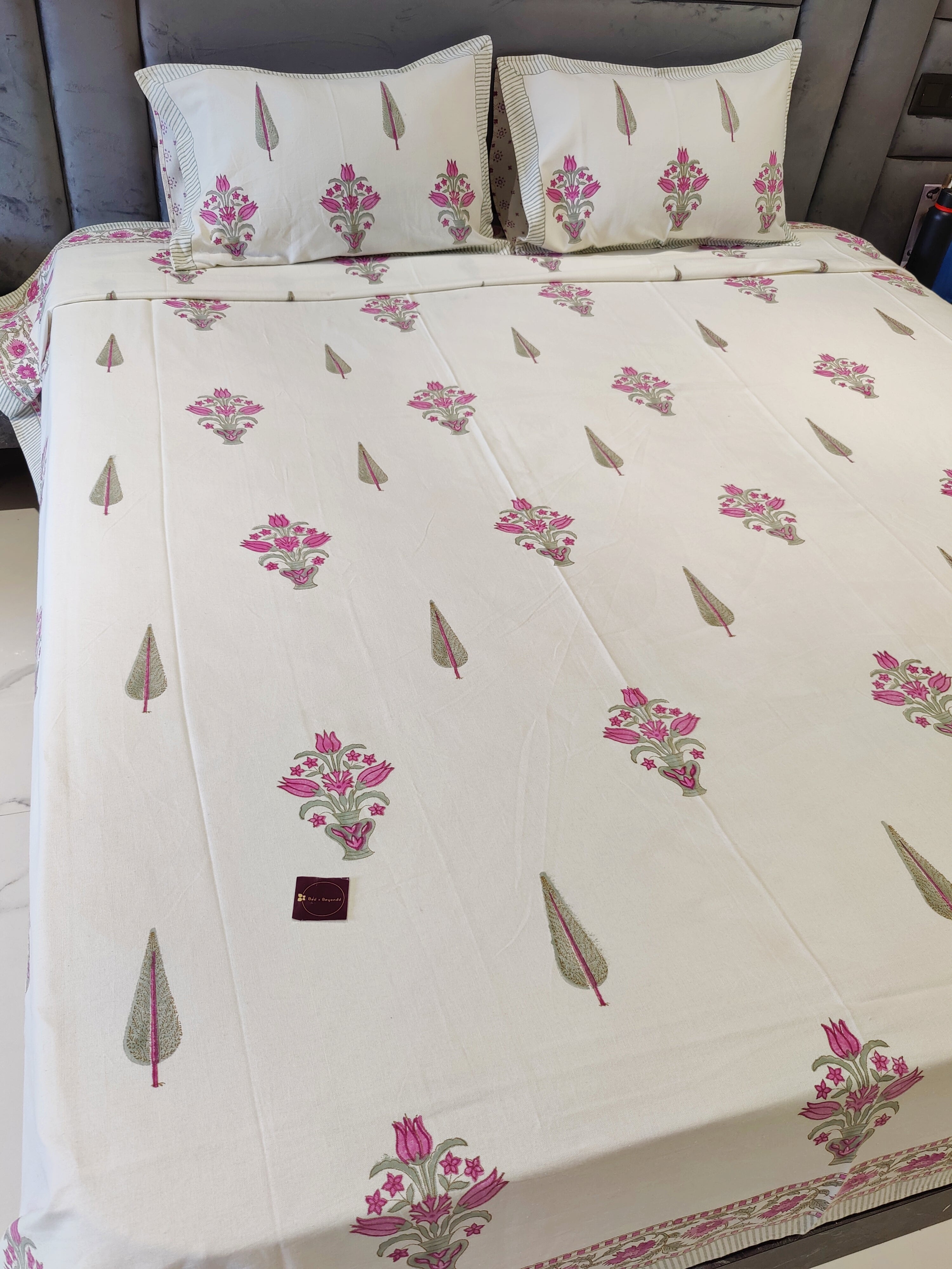 HAND BLOCK PRINTED CANVAS BEDCOVER