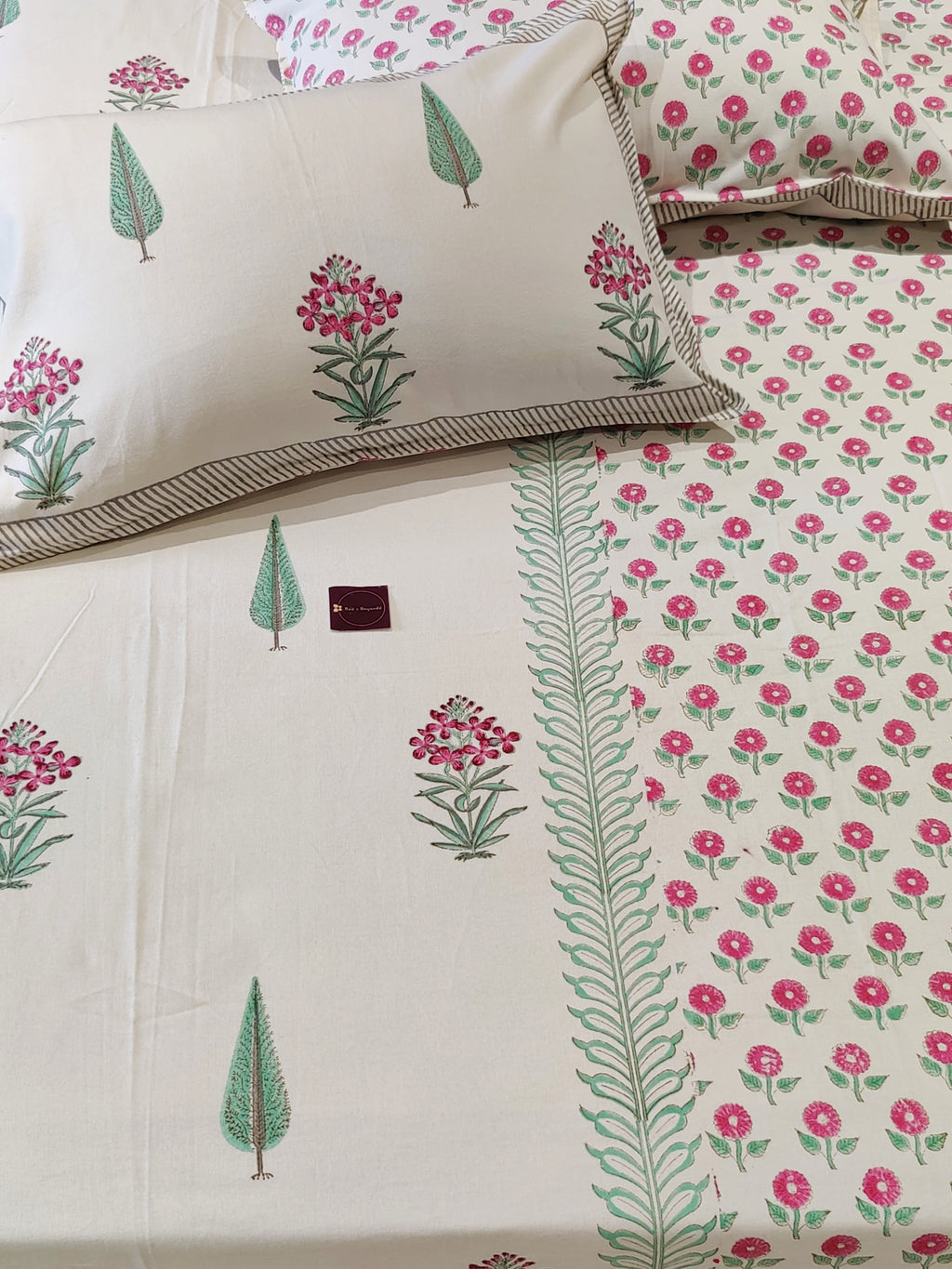 BLOOMING BEAUTY HAND BLOCK PRINTED CANVAS BEDCOVER